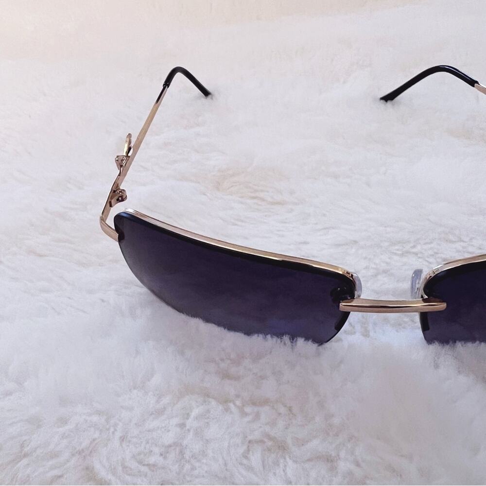 Delia Black Rimless Butterfly Accent Sunglasses - Picture 5 of 11